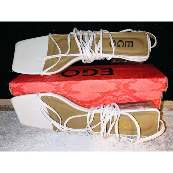 EGO Official Square Toe Lace Up Clear Sandals - Picture 2 of 3